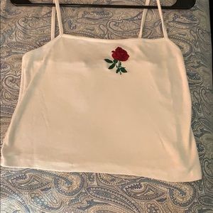 Brandy Melville white crop top with rose